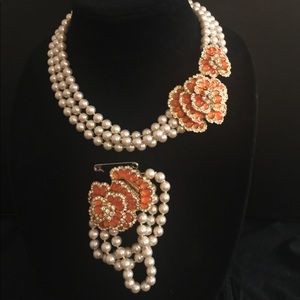J Crew Peach & crystal flower set